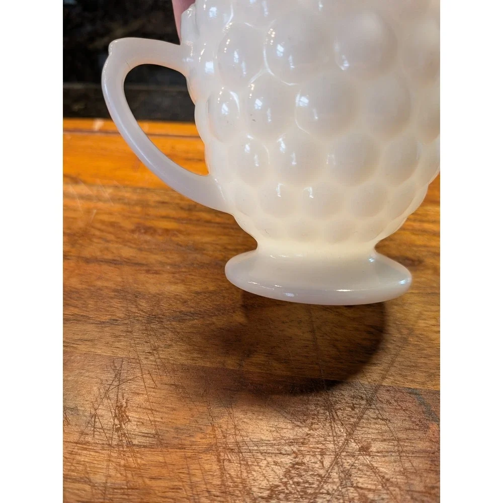 Vintage Westmoreland Milk‎ Glass English Hobnail Creamer Pitcher Set of 2 White